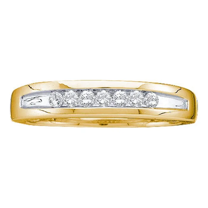 mayamila 14kt Yellow Gold Mens Round Channelset Diamond Twotone Single Row Wedding Band 14 Cttw Rings mayamila 14kt Yellow Gold Mens Round Channelset Diamond Twotone Single Row Wedding Band 14 Cttw Rings