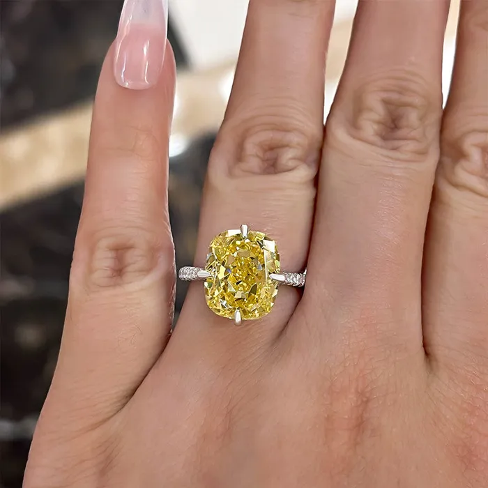 Yellow Stone Radiant Cut Engagement Ring in Sterling Silver Shineofdiamond Rings Yellow Stone Radiant Cut Engagement Ring in Sterling Silver Shineofdiamond Rings