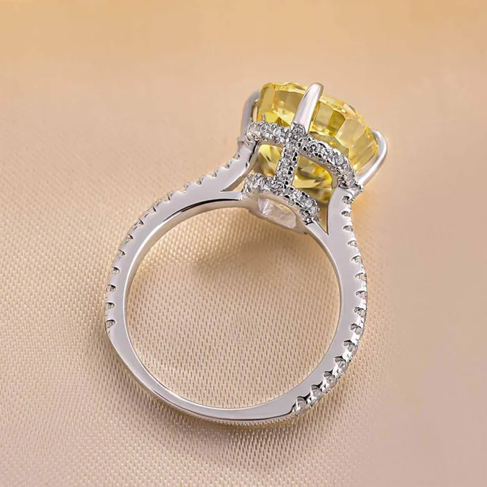 Yellow Stone Radiant Cut Engagement Ring in Sterling Silver Shineofdiamond Rings