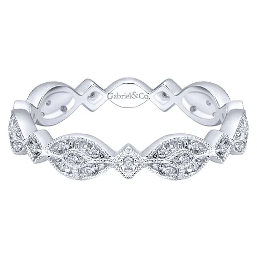 14K White Gold Marquise Station Cluster Diamond Stackable Ring GABRIEL CO Rings 14K White Gold Marquise Station Cluster Diamond Stackable Ring GABRIEL CO Rings