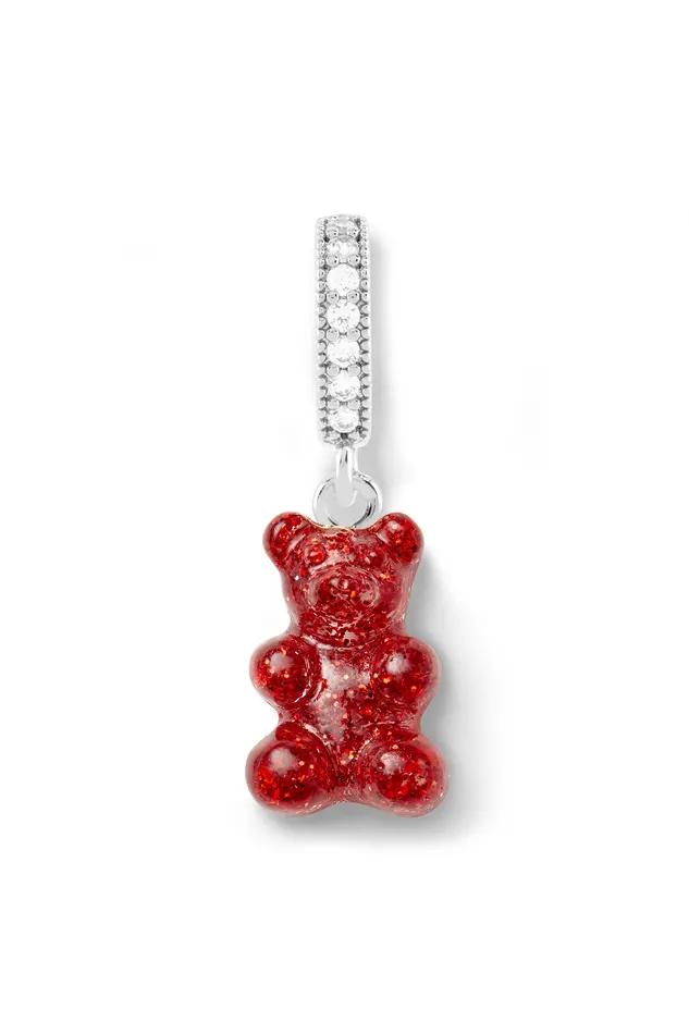 Crystal Haze Jewelry Rings Nostalgia bear Pave connector Silver Plated Red Velvet