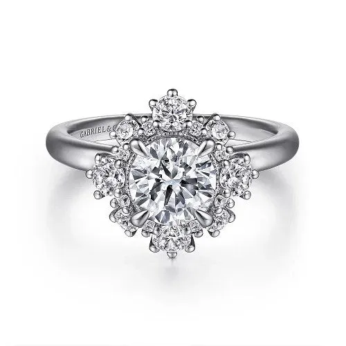 GABRIEL CO Saralynn 14K White Gold Bursting Halo Round Diamond Engagement Ring Setting Only Rings GABRIEL CO Saralynn 14K White Gold Bursting Halo Round Diamond Engagement Ring Setting Only Rings