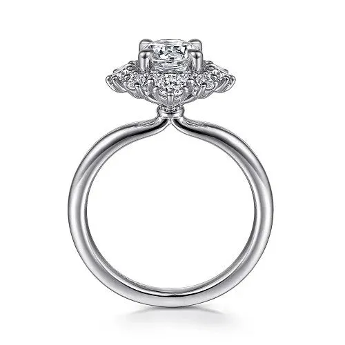 GABRIEL CO Saralynn 14K White Gold Bursting Halo Round Diamond Engagement Ring Setting Only Rings GABRIEL CO Saralynn 14K White Gold Bursting Halo Round Diamond Engagement Ring Setting Only Rings