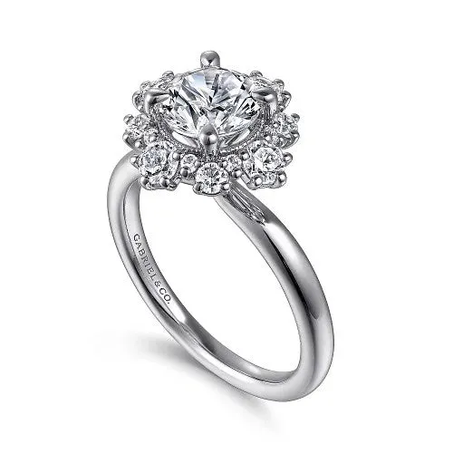 GABRIEL CO Saralynn 14K White Gold Bursting Halo Round Diamond Engagement Ring Setting Only Rings GABRIEL CO Saralynn 14K White Gold Bursting Halo Round Diamond Engagement Ring Setting Only Rings