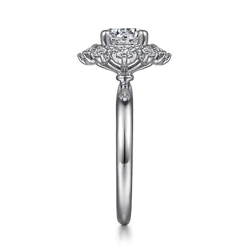 GABRIEL CO Saralynn 14K White Gold Bursting Halo Round Diamond Engagement Ring Setting Only Rings GABRIEL CO Saralynn 14K White Gold Bursting Halo Round Diamond Engagement Ring Setting Only Rings