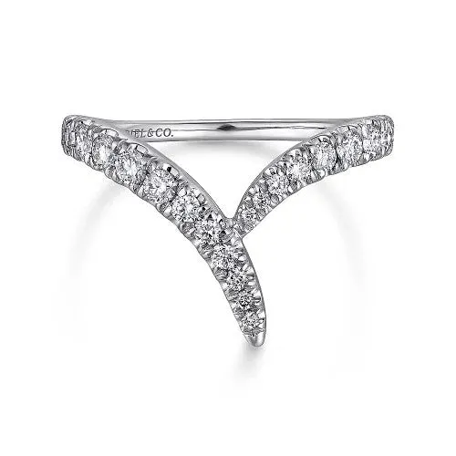 Rings 14K White Gold V Shaped Bypass Diamond Ring GABRIEL CO