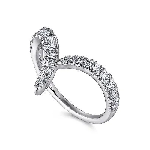Rings 14K White Gold V Shaped Bypass Diamond Ring GABRIEL CO
