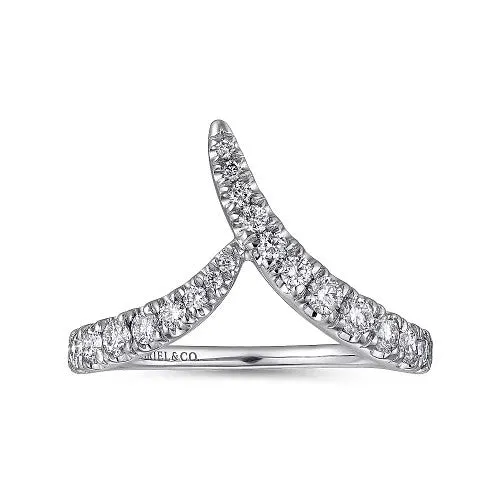 Rings 14K White Gold V Shaped Bypass Diamond Ring GABRIEL CO