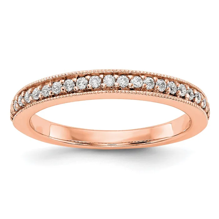 017ct CZ Solid Real 14K Rose Gold Wedding Band Ring Goldia Rings
