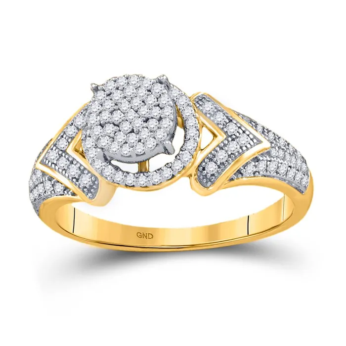 10k Yellow Gold Round Diamond Cluster Ring 13 Cttw gndatlanta Rings