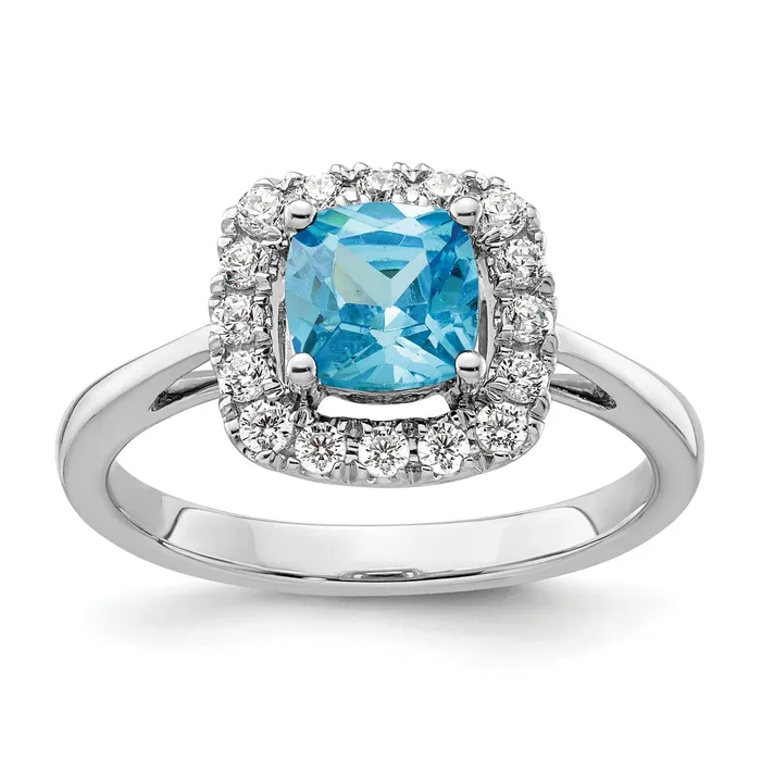 14k White Gold 14 Ct Lab Grown Diamond VSSI G December Birthstone Blue Topaz Halo Ring Goldia Rings 14k White Gold 14 Ct Lab Grown Diamond VSSI G December Birthstone Blue Topaz Halo Ring Goldia Rings