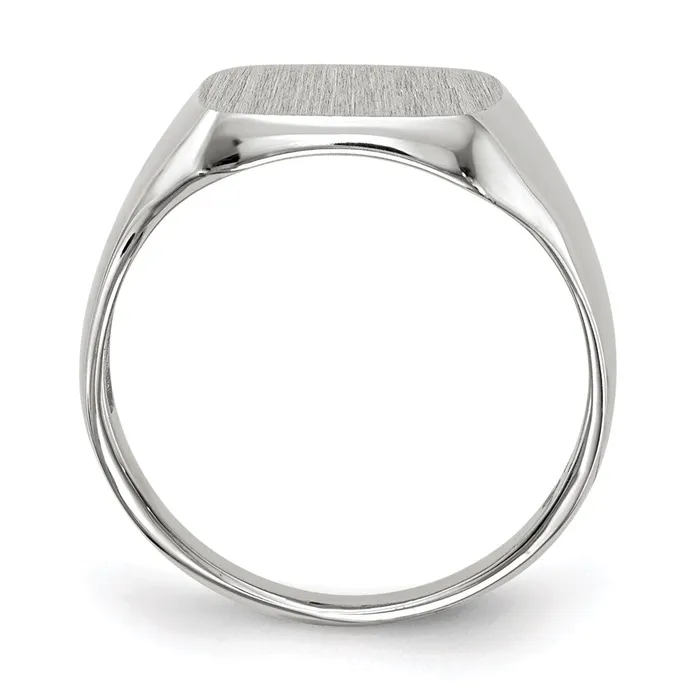 14K White Gold 110x105mm Closed Back Mens Signet Ring Goldia Rings