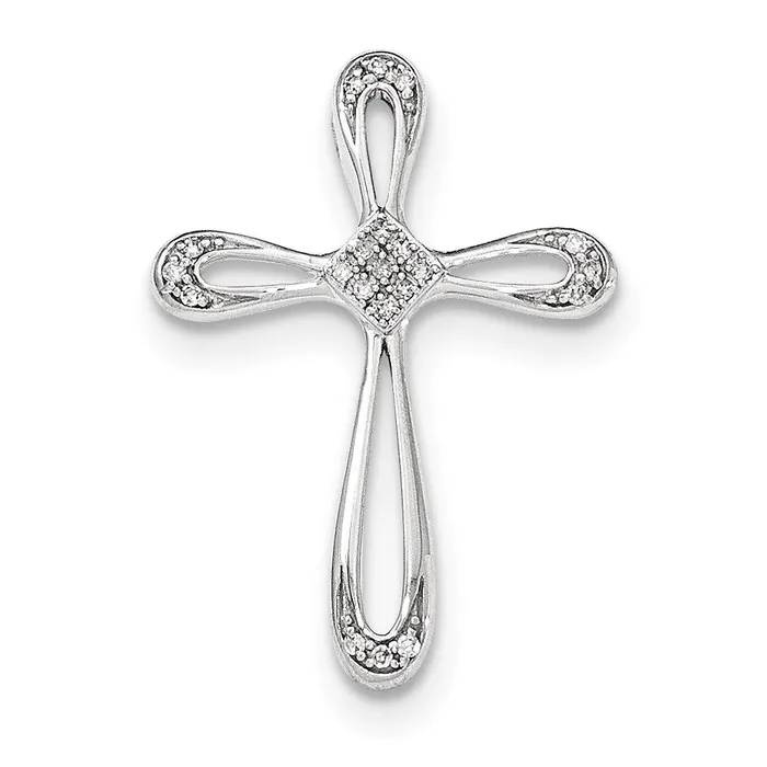 14k White Gold Diamond Open Cross Chain Slide Goldiacom Rings