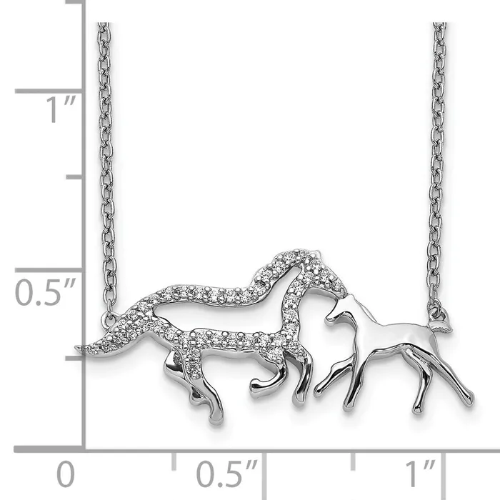 14k White Gold Real Diamond Mother u0026 Baby Horse Necklace Goldia Necklaces