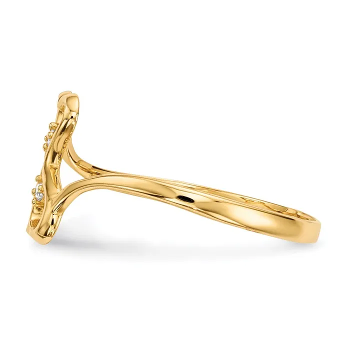 14K Yellow Gold CZ Double Heart Ring Goldia Rings