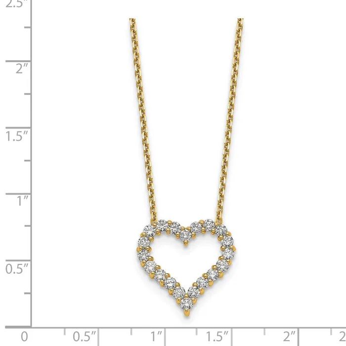 14K Yellow Gold Real Diamond Heart 18 inch Necklace Goldia Necklaces