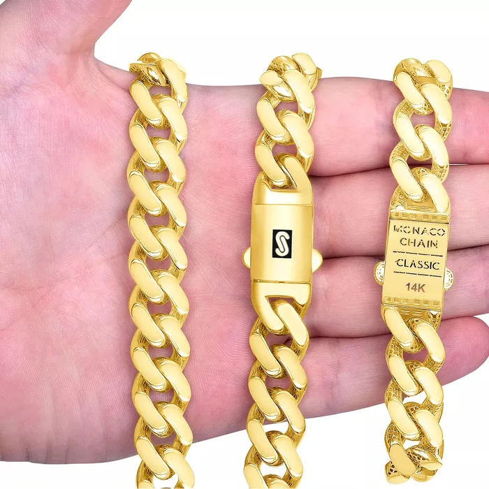 14k Yellow Gold Royal Monaco Miami Cuban Link 11mm Chain Pendant Necklace 24 Goldiacom Necklaces