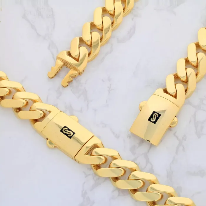 14k Yellow Gold Royal Monaco Miami Cuban Link 11mm Chain Pendant Necklace 24 Goldiacom Necklaces