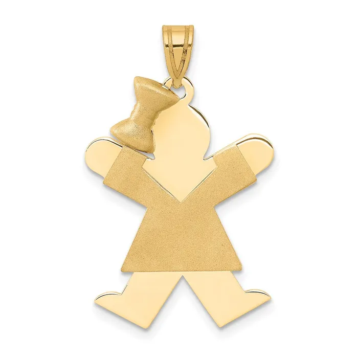 14k Yellow Gold Solid Engravable Girl with Bow on Left Charm Goldia Charm Necklaces 14k Yellow Gold Solid Engravable Girl with Bow on Left Charm Goldia Charm Necklaces
