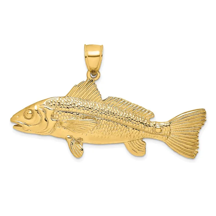 Charm Necklaces 14k Yellow Gold 3D Red Fish Charm Goldia