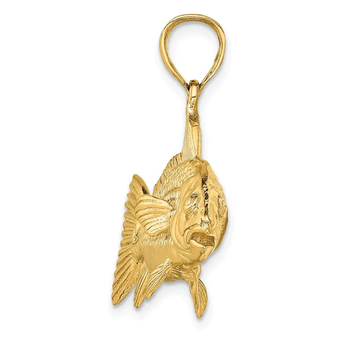 Charm Necklaces 14k Yellow Gold 3D Red Fish Charm Goldia