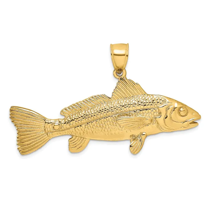 Charm Necklaces 14k Yellow Gold 3D Red Fish Charm Goldia