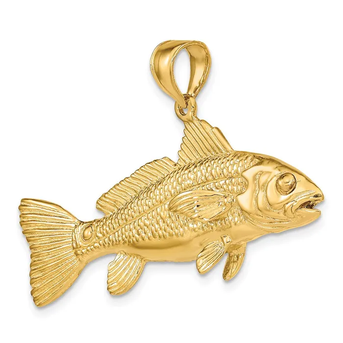 Charm Necklaces 14k Yellow Gold 3D Red Fish Charm Goldia