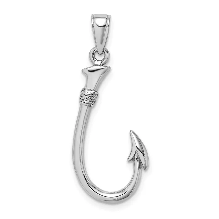Charm Necklaces Goldia 14k White Gold 3D Fish Hook Charm