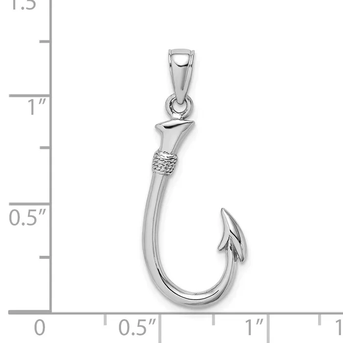 Charm Necklaces Goldia 14k White Gold 3D Fish Hook Charm