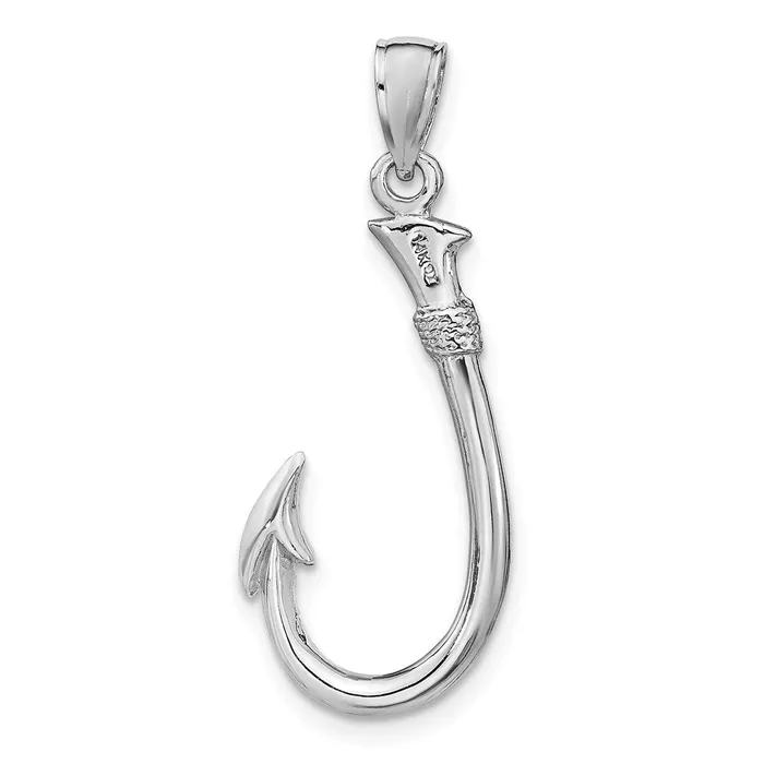 Charm Necklaces Goldia 14k White Gold 3D Fish Hook Charm