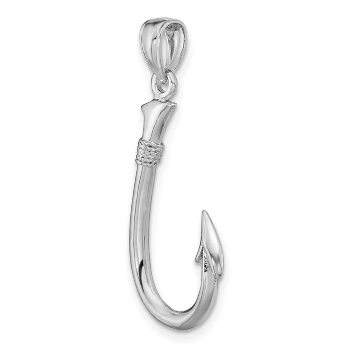 Charm Necklaces Goldia 14k White Gold 3D Fish Hook Charm