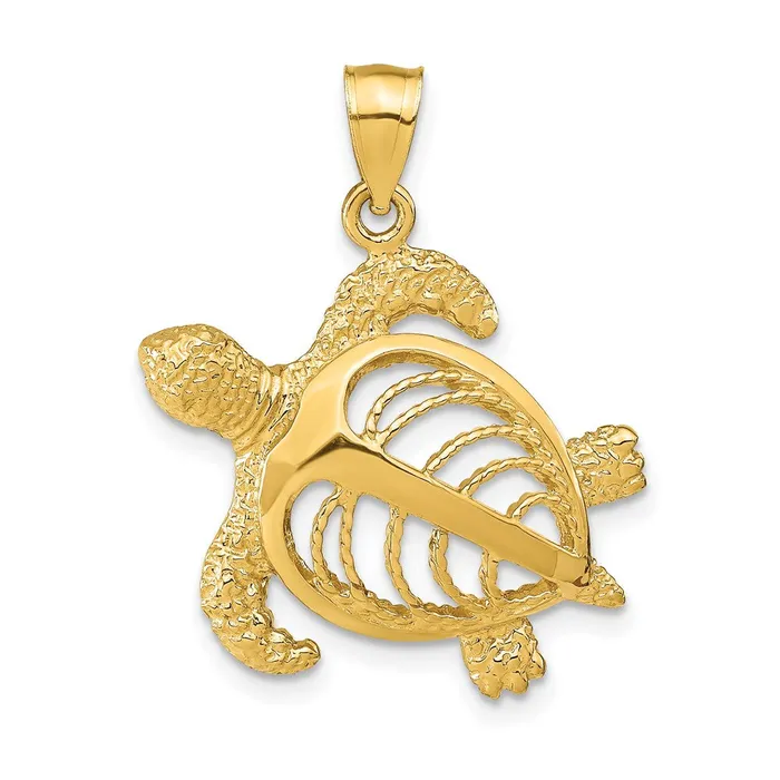 Charm Necklaces Goldia 14k Yellow Gold Polished and Textured Accent Sea Turtle Charm Charm Necklaces Goldia 14k Yellow Gold Polished and Textured Accent Sea Turtle Charm