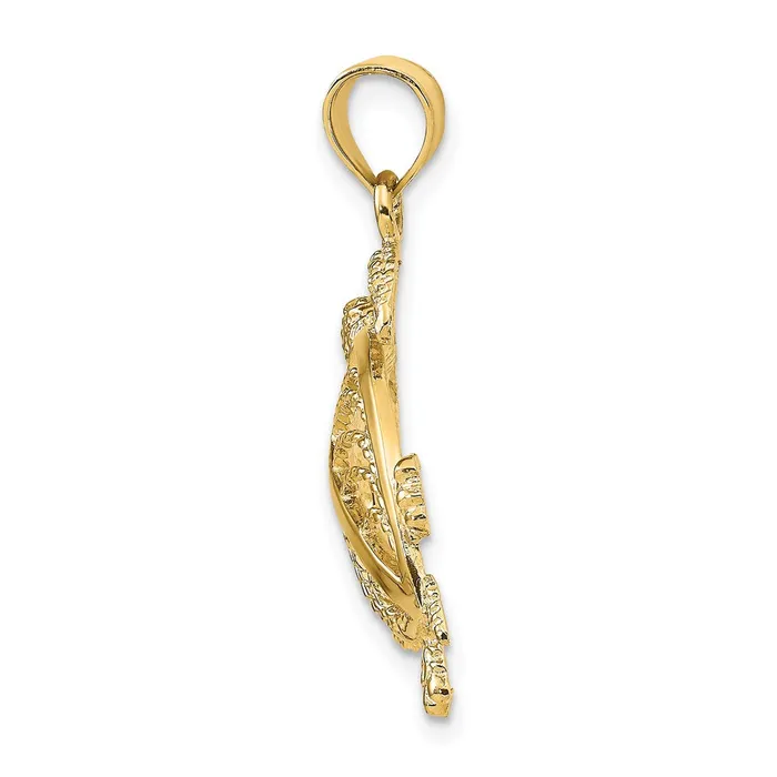 Charm Necklaces Goldia 14k Yellow Gold Polished and Textured Accent Sea Turtle Charm