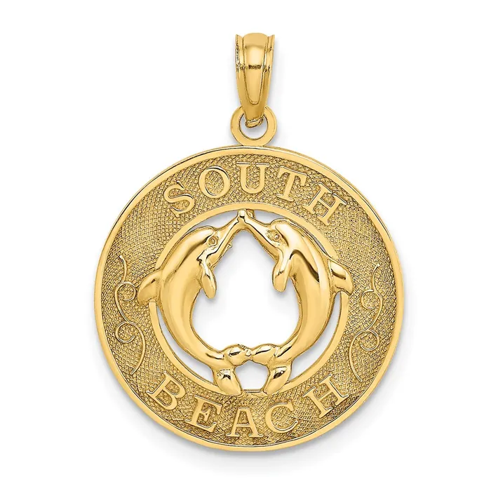 Charm Necklaces Goldia 14k Yellow Gold SOUTH BEACH wDolphins Circle Charm