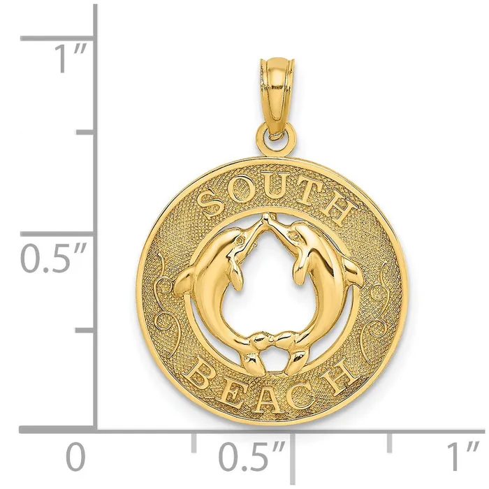 Charm Necklaces Goldia 14k Yellow Gold SOUTH BEACH wDolphins Circle Charm