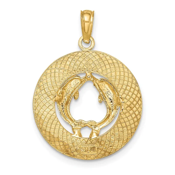 Charm Necklaces Goldia 14k Yellow Gold SOUTH BEACH wDolphins Circle Charm