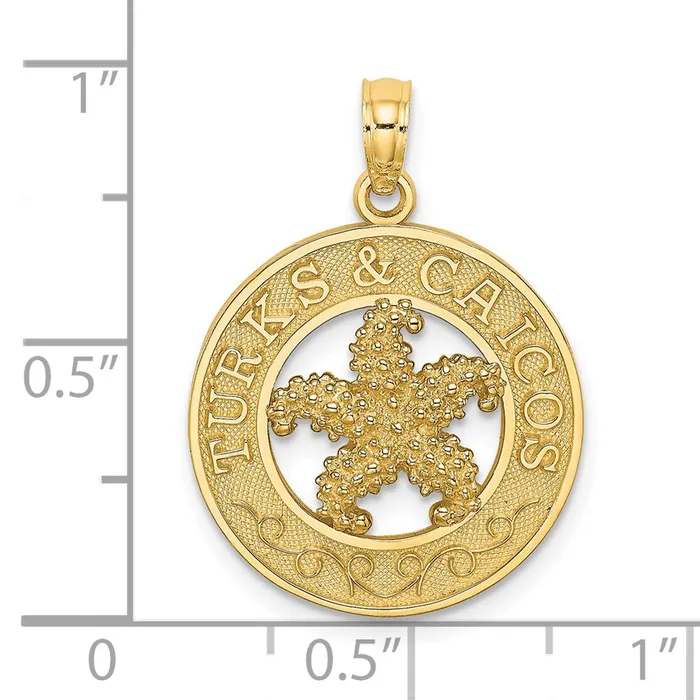 Charm Necklaces Goldia 14k Yellow Gold TURKS AND CAICOS w Starfish Circle Charm