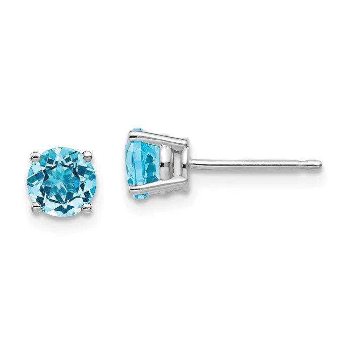 Earrings Goldia 14k White Gold 5mm Blue Topaz Earrings