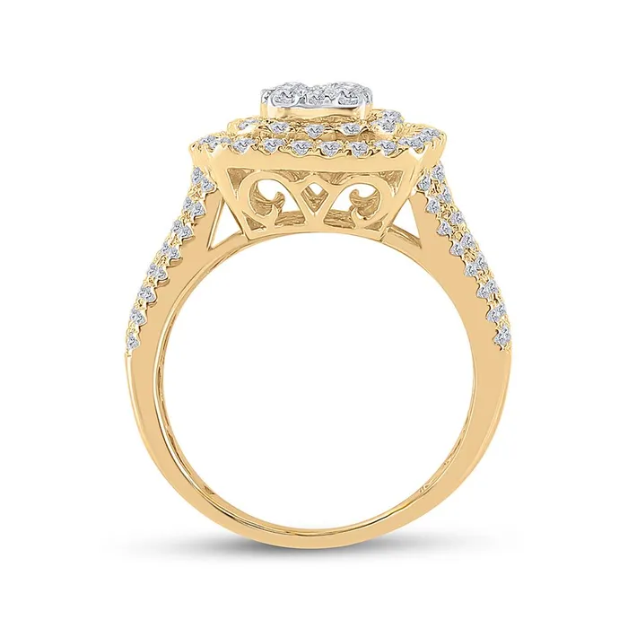 gndatlanta 14k Yellow Gold Round Diamond Square Cluster Ring 112 Cttw Rings