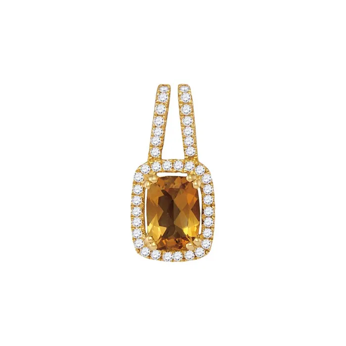 gndatlanta 14kt Yellow Gold Cushion Citrine Solitaire Diamond Frame Pendant 78 Cttw Necklaces