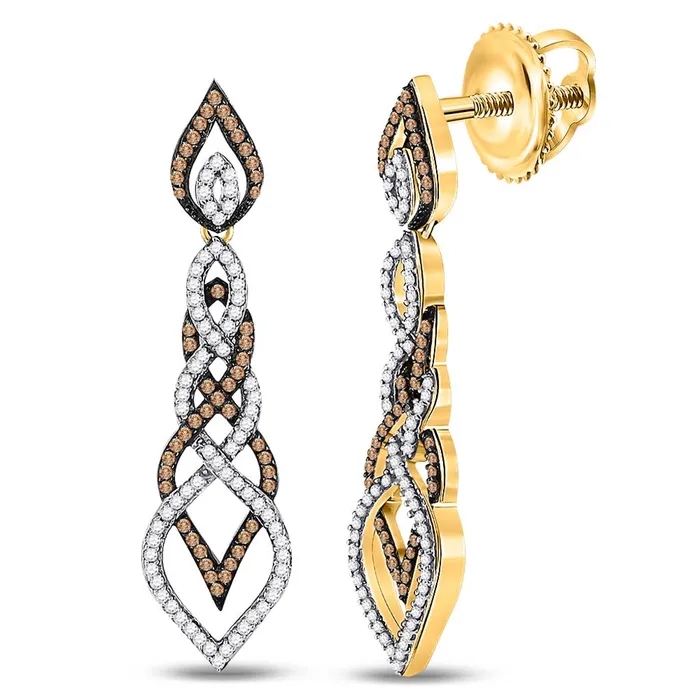 gndatlanta Earrings 10k Yellow Gold Brown Diamond Dangle Earrings 112 Cttw gndatlanta Earrings 10k Yellow Gold Brown Diamond Dangle Earrings 112 Cttw