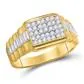 gndatlanta Rings 10k Yellow Gold Round Diamond Rectangle Cluster Ribbed Twotone Ring 12 Cttw