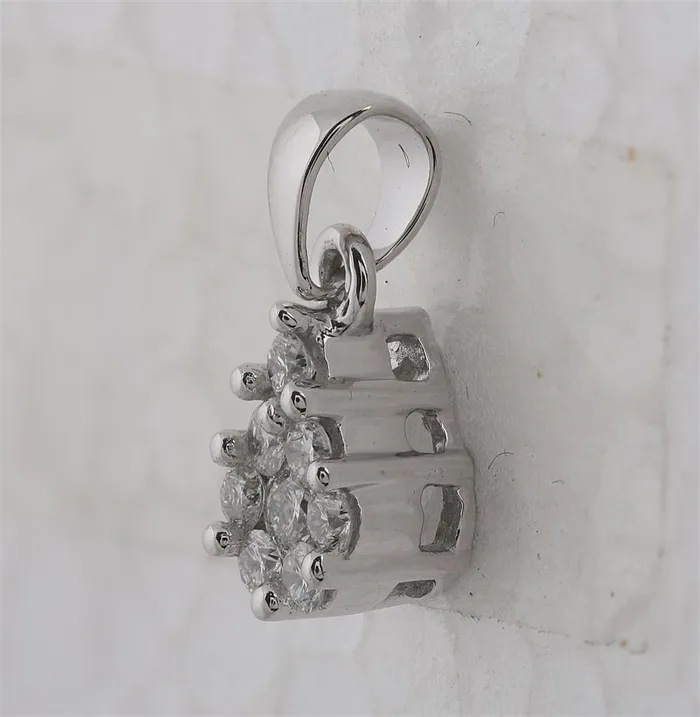 gndatlanta Rings 14k White Gold Round Diamond Flower Cluster Pendant 16 Cttw
