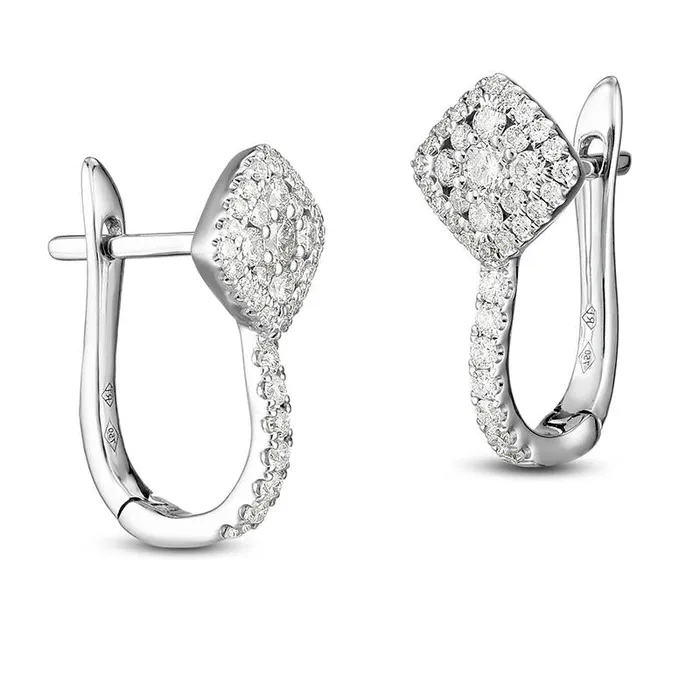 Goldia 05 CT TW Diamond Tilted Square Frame Hoop Earrings in 10K White Gold Earrings Goldia 05 CT TW Diamond Tilted Square Frame Hoop Earrings in 10K White Gold Earrings