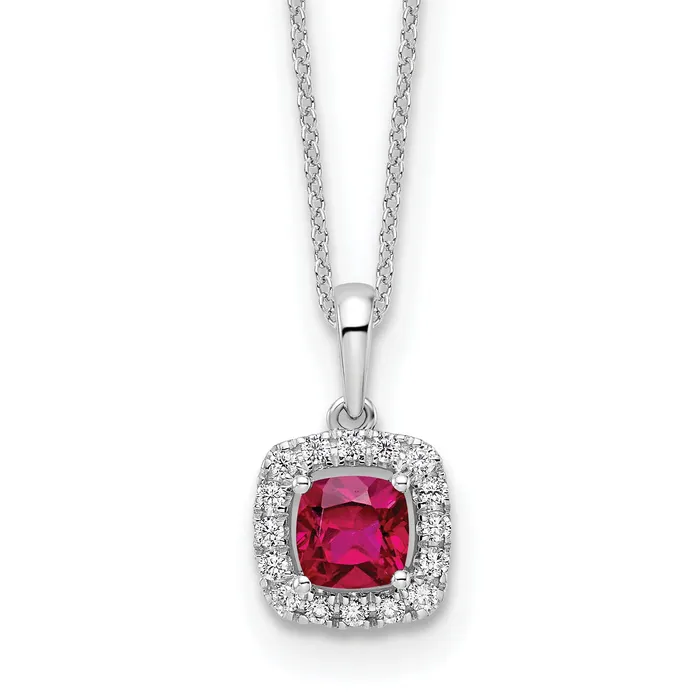 Goldia 10k White Gold 14 Ct Lab Grown Diamond VSSI G and Created Ruby 18 inch Pendant Necklace Necklaces Goldia 10k White Gold 14 Ct Lab Grown Diamond VSSI G and Created Ruby 18 inch Pendant Necklace Necklaces