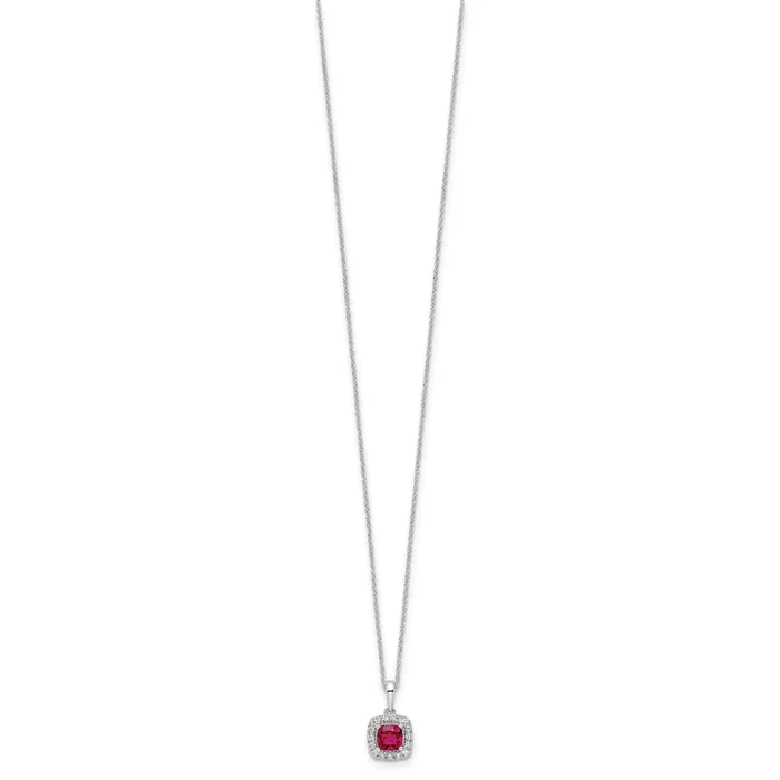 Goldia 10k White Gold 14 Ct Lab Grown Diamond VSSI G and Created Ruby 18 inch Pendant Necklace Necklaces
