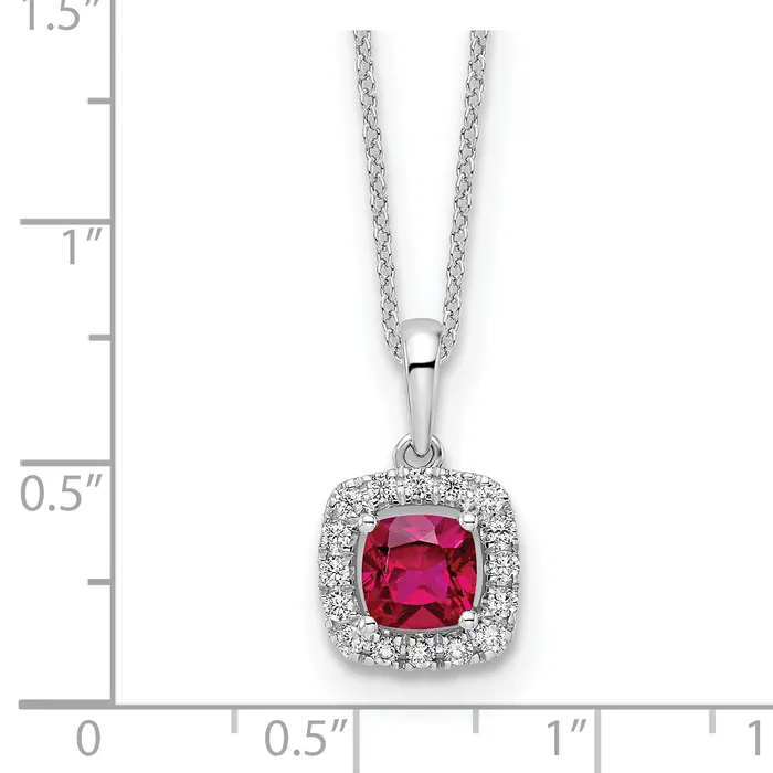 Goldia 10k White Gold 14 Ct Lab Grown Diamond VSSI G and Created Ruby 18 inch Pendant Necklace Necklaces
