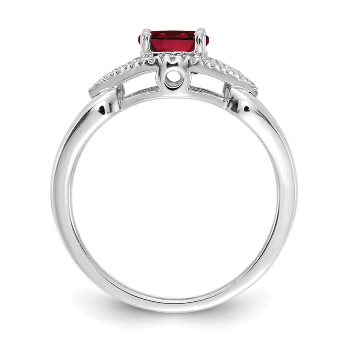 Goldia 14k White Gold 110 Ct Lab Grown Diamond VSSI G and Lab Created Ruby Ring Rings