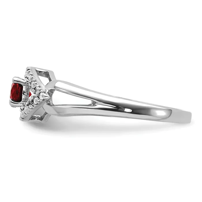 Goldia 14k White Gold 110 Ct Lab Grown Diamond VSSI G and Lab Created Ruby Ring Rings