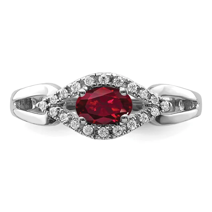 Goldia 14k White Gold 110 Ct Lab Grown Diamond VSSI G and Lab Created Ruby Ring Rings